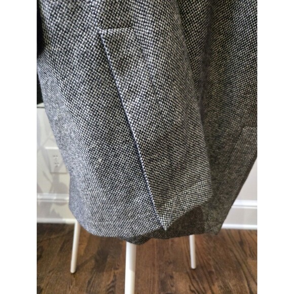 Paul Fredrick Coat Men's Large Black White Wool Button Front Lined Long Jacket - Picture 9 of 13